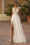 Robe de mariage Dos nu a ligne Col en V Bouton Blanche Thigh-High Slit - Page 1