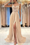 Robe de soirée Longue Manquant Champagne a ligne Thigh-High Slit - Page 1