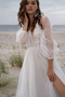 Robe de mariage Manche Longue A-ligne Tulle Col en V Fourchure Frontale - Page 3