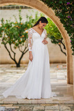 Robe de mariée Dos nu Col en V Triangle Inversé Chiffon Manche Aérienne