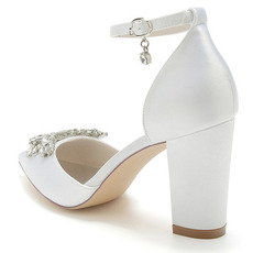 Chaussures de mariée en satin strass chaussures de mariage blanches chaussures de mariée arc