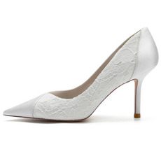 Chaussures de mariage en dentelle blanche chaussures de mariage avec strass chaussures de demoiselle d'honneur strass stiletto pour femmes