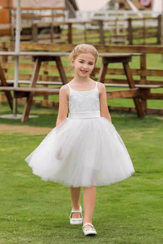 Robe de fille de fleur Orné de Nœud à Boucle Naturel taille Glissière