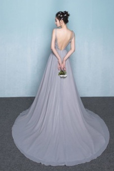 Robe de demoiselle d'honneur Norme Luxueux A-ligne Col en V Mariage
