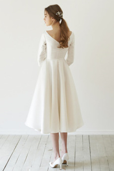Robe de mariée Simple Longueur Mollet Fermeture à glissière Satin