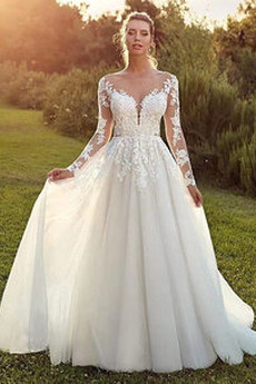 Robe de mariée Luxueux Petites Tailles Longue Col U Profond aligne