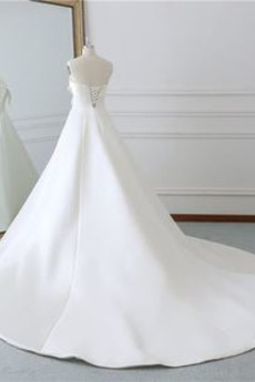 Robe de mariée Simple Sans courroies Nœud à Boucles Rivage Sans Manches