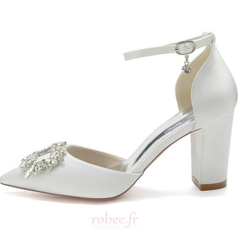 Sandales Stiletto étanches strass satin mariée chaussures de mode de fête de mariage - Page 3