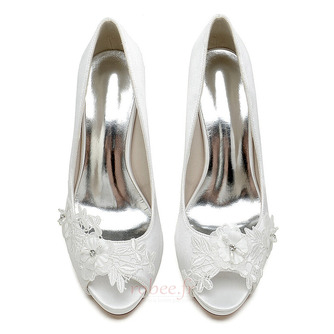 Chaussures de bouche de poisson en strass en satin, talons hauts de mariage - Page 4