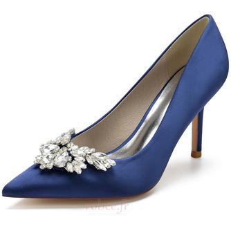 Pointu carré boucle strass talons aiguilles mariage talons hauts chaussures de banquet - Page 12