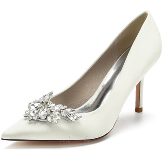 Pointu carré boucle strass talons aiguilles mariage talons hauts chaussures de banquet - Page 1