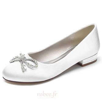 Chaussures de mariage plates boucle strass blanc chaussures de mariage en satin - Page 4