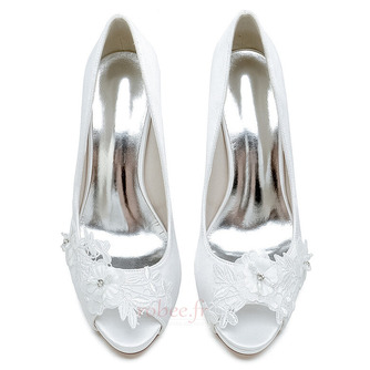 Chaussures de bouche de poisson en strass en satin, talons hauts de mariage - Page 7