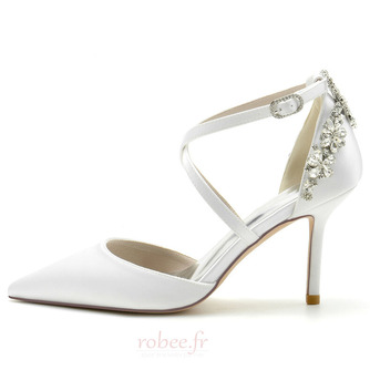 Chaussures de mariage en satin aiguille Chaussures de mariage de grande taille Robe de banquet Chaussures simples - Page 1