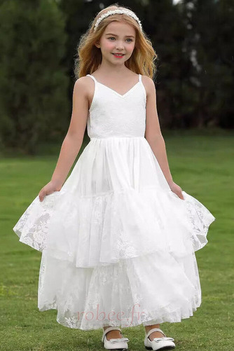 Robe de fille de fleur Naturel taille Dentelle A-ligne noble - Page 1