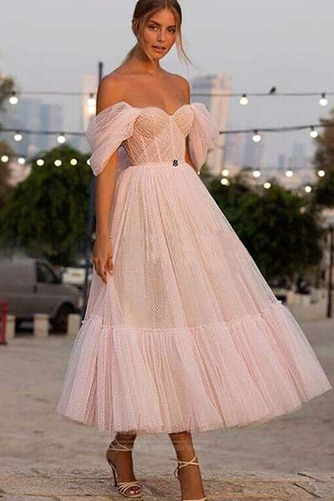 Robe de mariée Tulle Triangle Inversé Chic Longueur Mollet Rosée épaule - Page 3