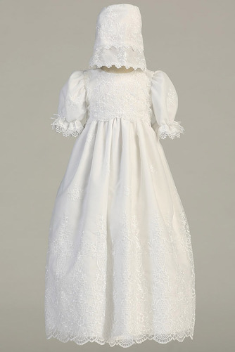 Robe de fille de fleur Cérémonie Longue Chapeau Blanche Naturel taille - Page 1