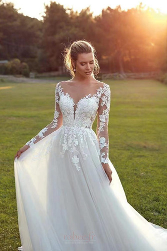 Robe de mariée Luxueux Petites Tailles Longue Col U Profond aligne - Page 3