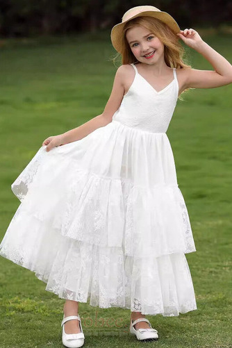 Robe de fille de fleur Naturel taille Dentelle A-ligne noble - Page 3