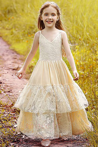 Robe de fille de fleur Naturel taille Dentelle A-ligne noble - Page 5