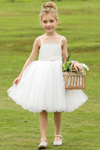 Robe de fille de fleur Sans Manches Dentelle Elégant A-ligne - Page 1