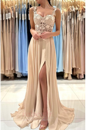 Robe de soirée Longue Manquant Champagne a ligne Thigh-High Slit - Page 5