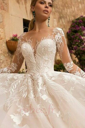 Robe de mariage Vente Col en V Sexy Naturel taille Gazer Longue - Page 3